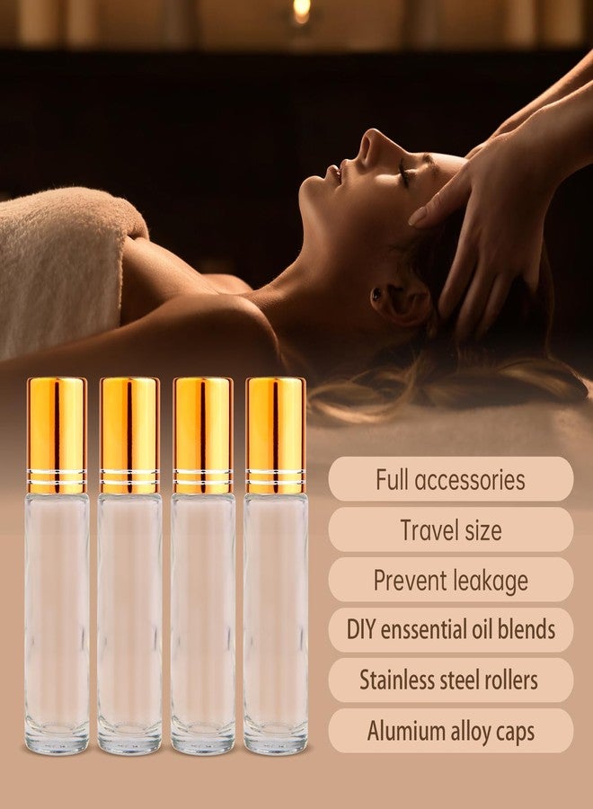 inice 24 Pack Clear Galss Roller Bottles,10ml Roll On Bottles Stainless Steel Roller Balls Metal Cap for Aromatherapy Essential Oils Applicator - Image 5